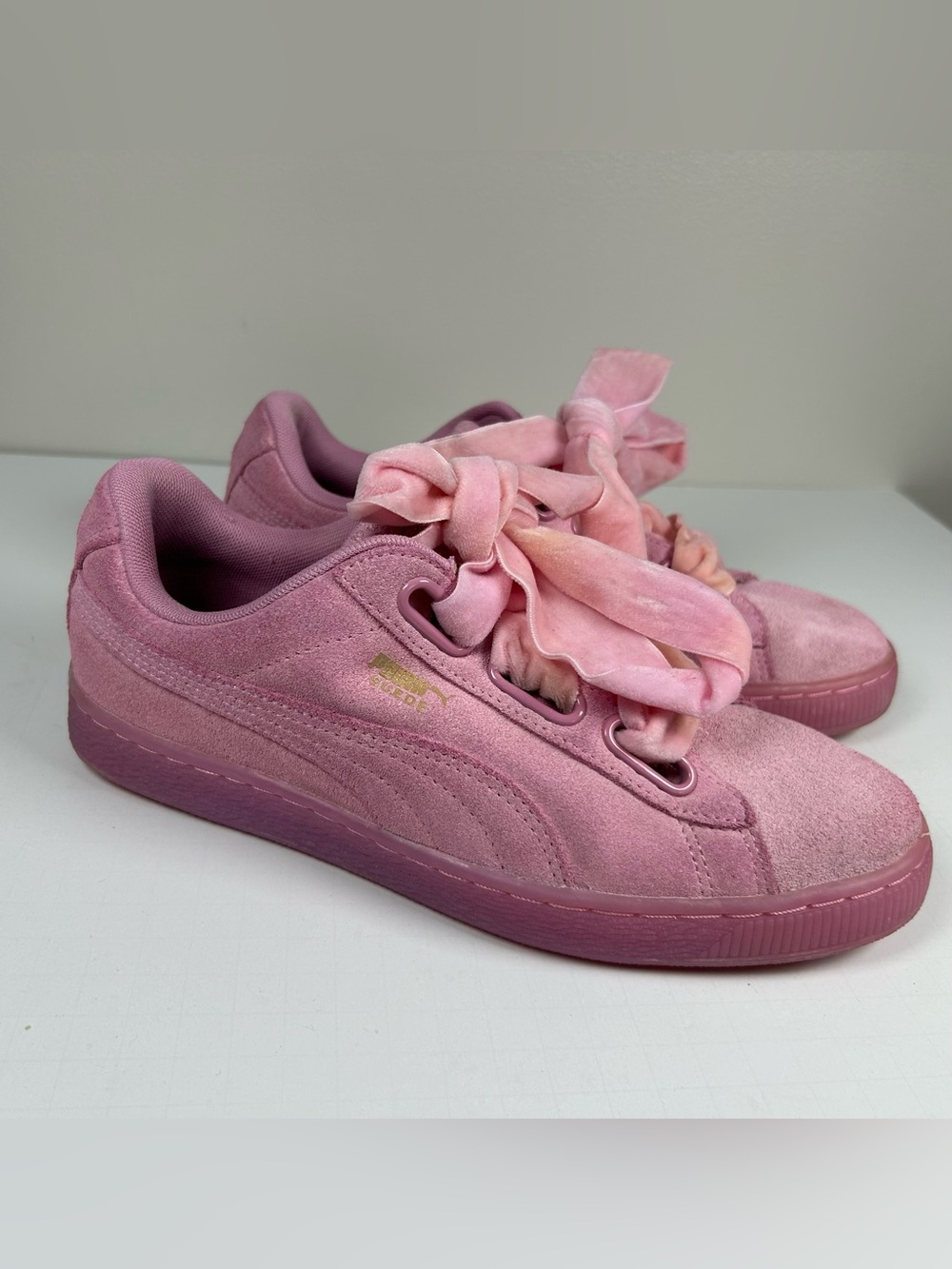 PUMA Suede Heart Reset "Prism Pink" Ribbon Bow Sneakers
